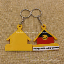 Förderung Custion 2D Haus geformtes PVC Keychain Gummi Keychain